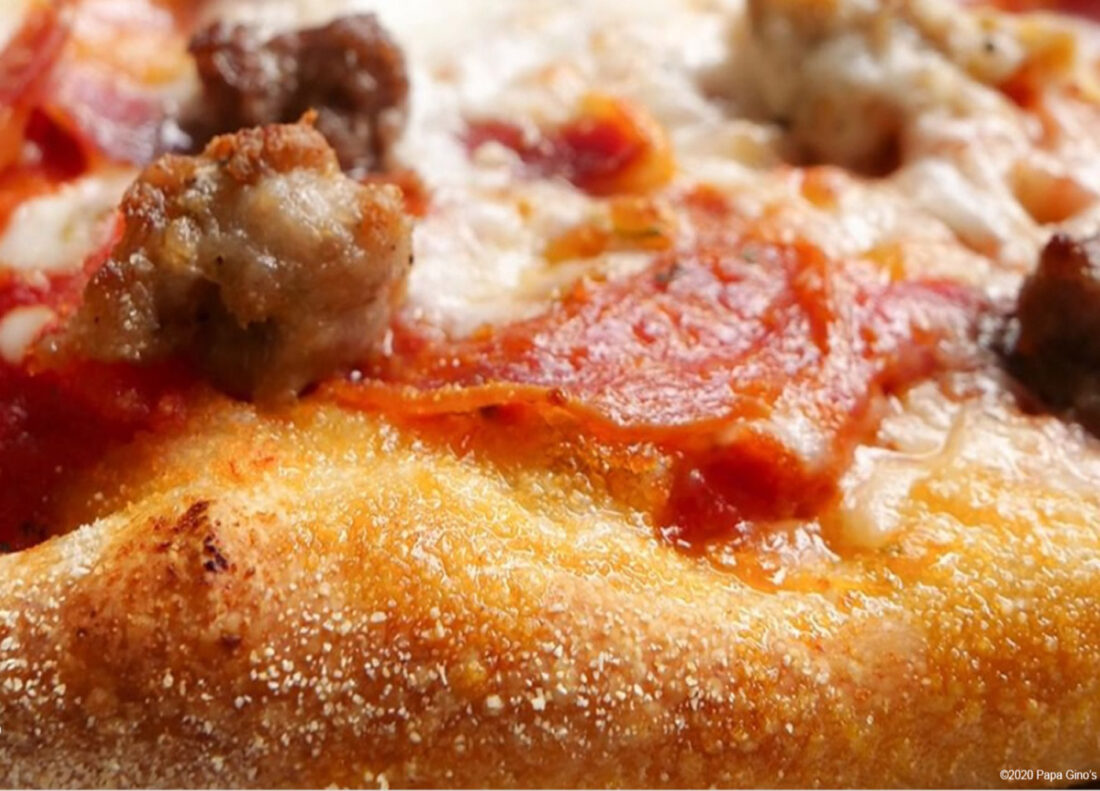 Close up view of pizza